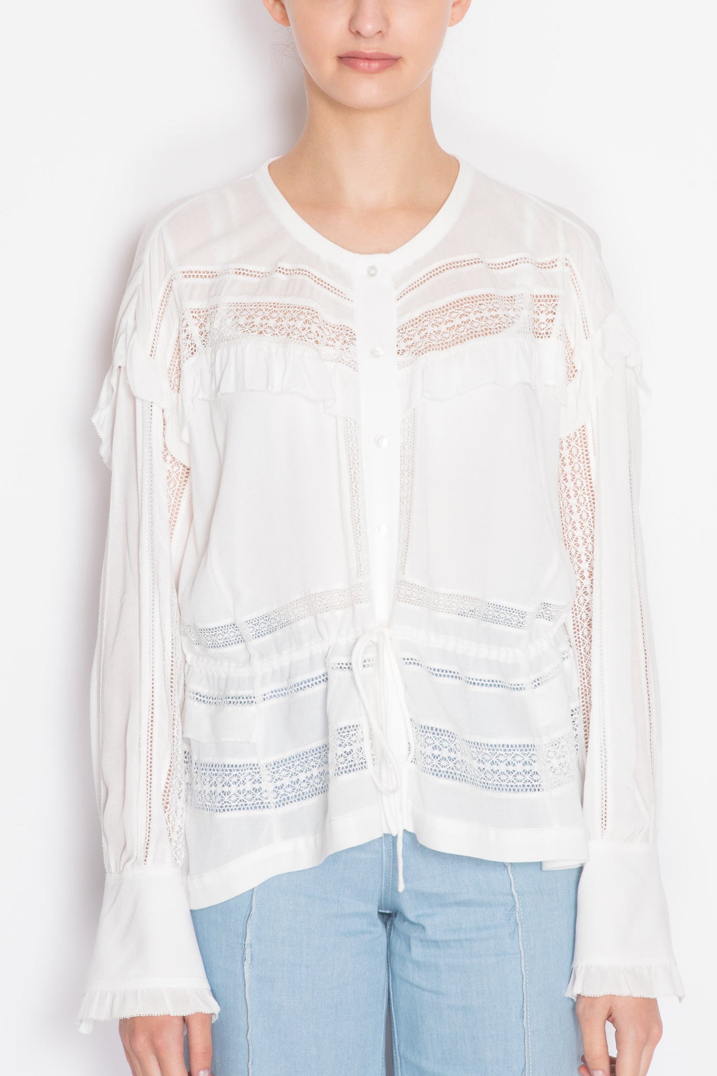 Laced Long-sleeve Blouse