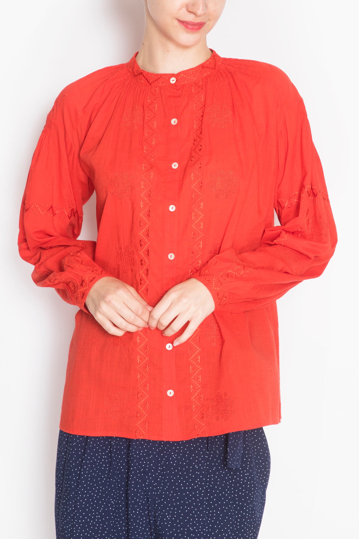 Long-sleeve Embroidered Blouse