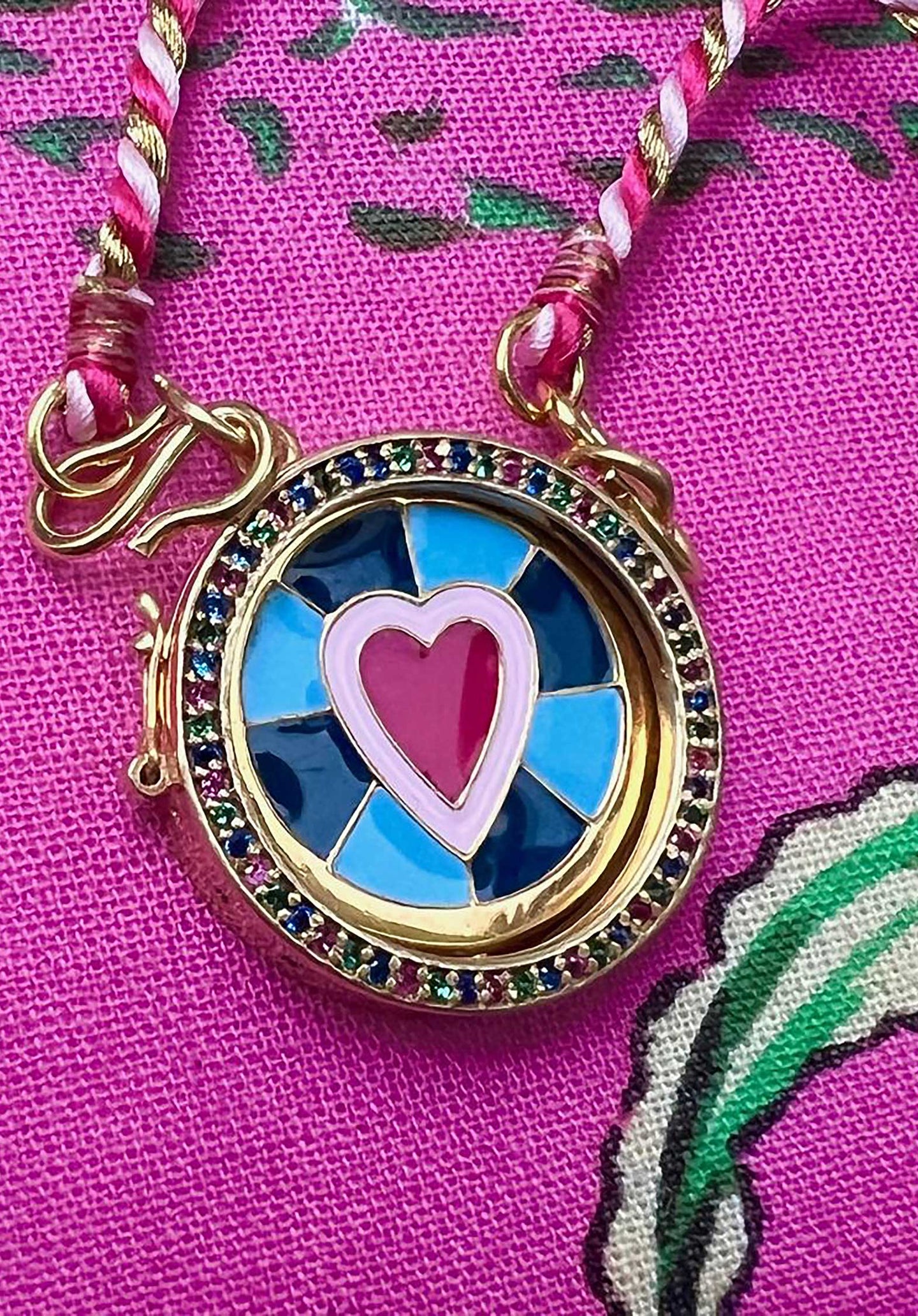 Necklace Makwishlovtu Piece Of Love Pink-Blue