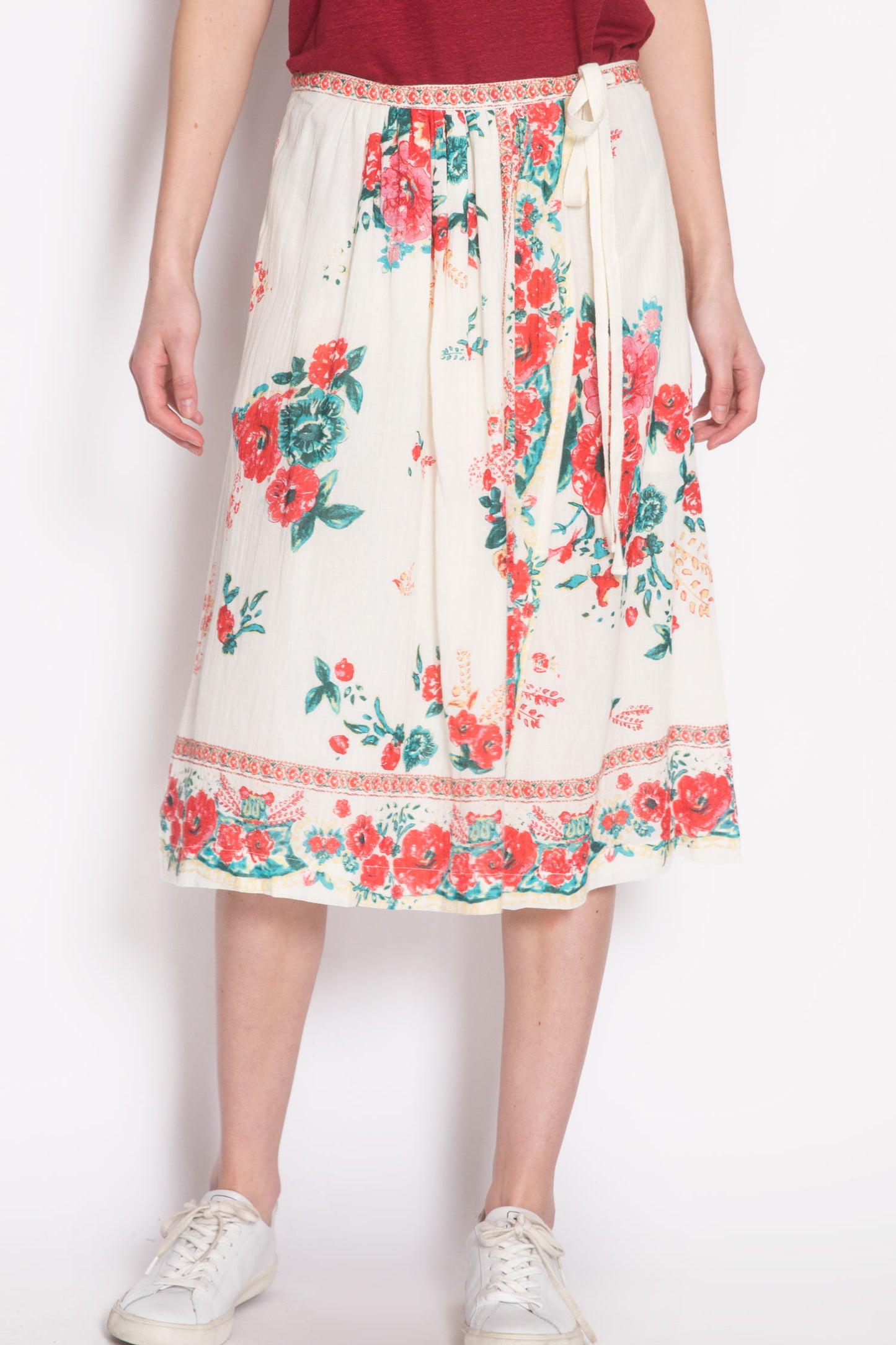 Floral Printed Wrap-Over Skirt