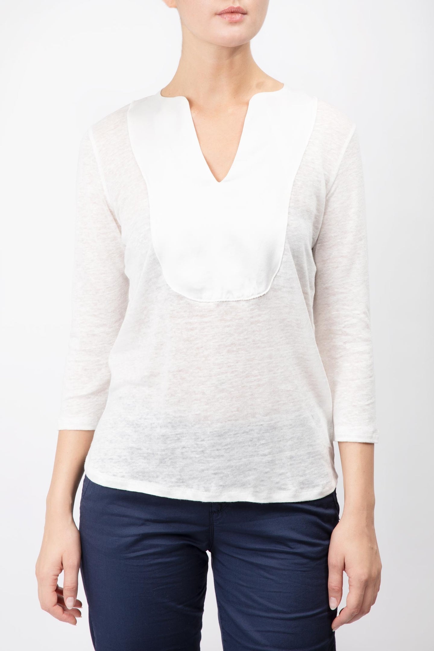Linen Top With Contrasting Panel
