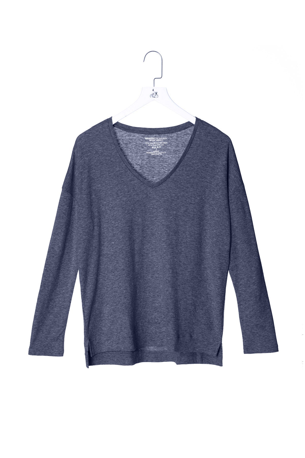 Deep Neck T-shirt with Long Sleeves