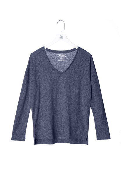 Deep Neck T-shirt with Long Sleeves