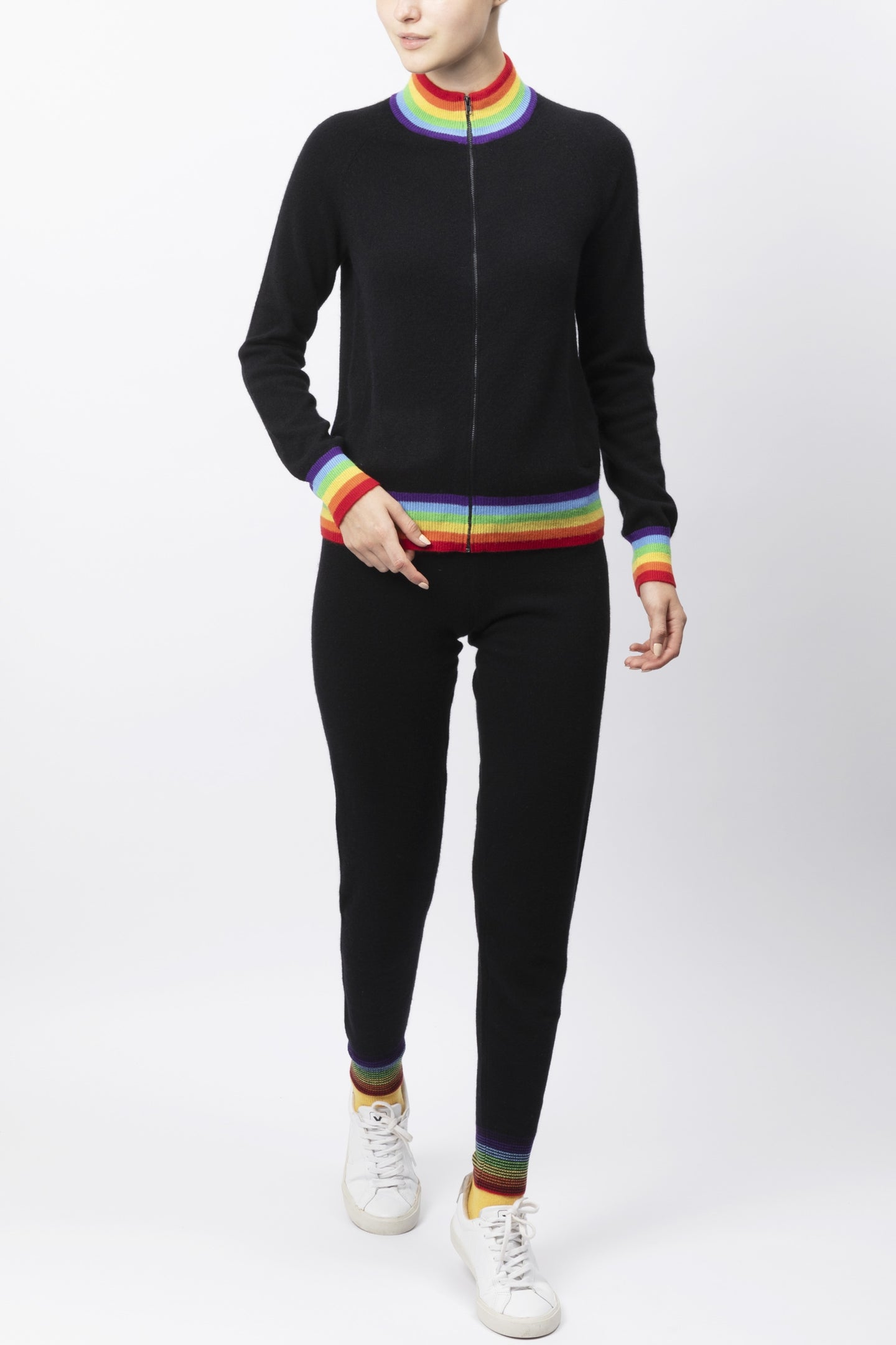Rainbow Striped Cashmere Sweater Pants