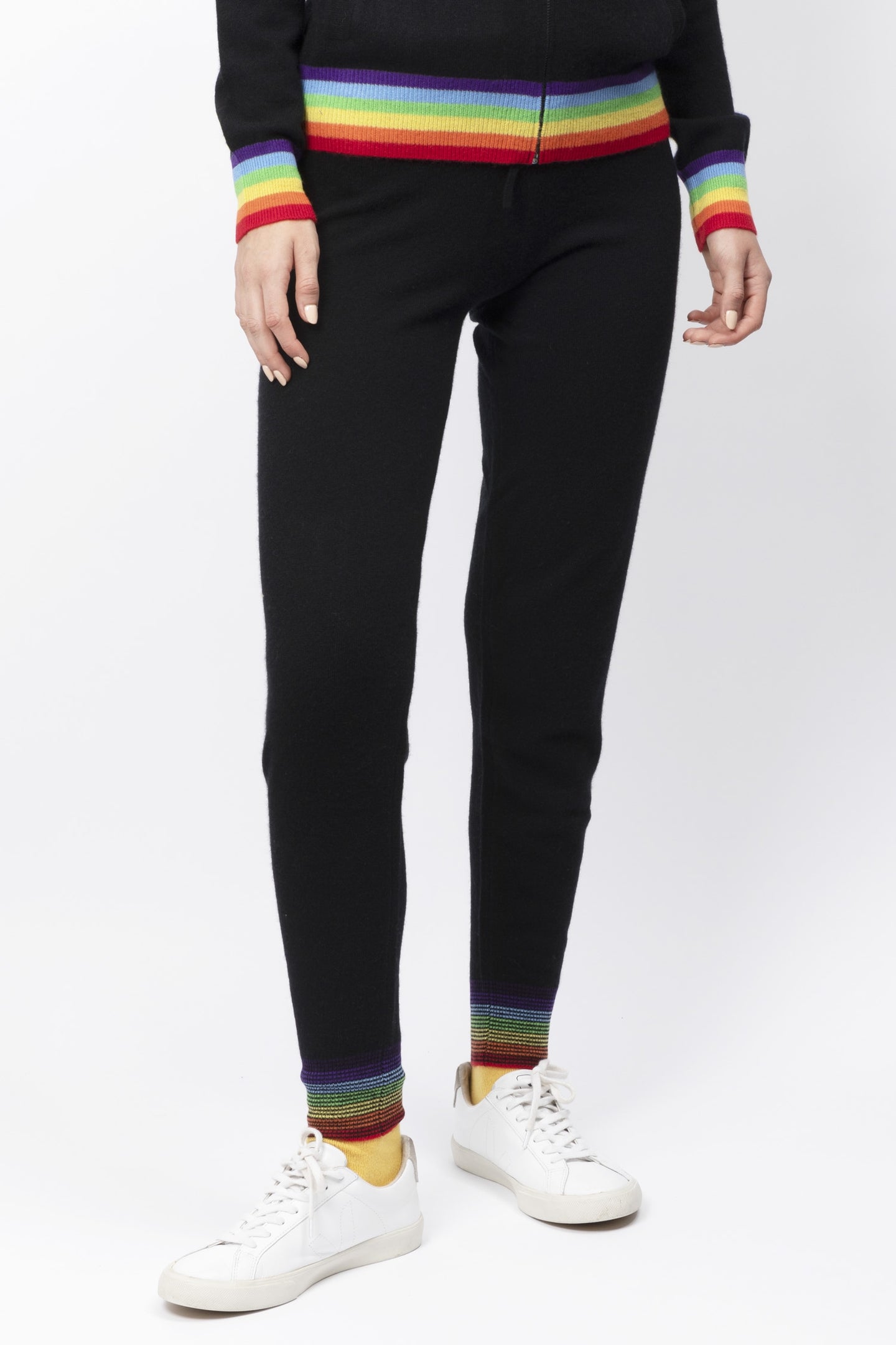 Rainbow Striped Cashmere Sweater Pants