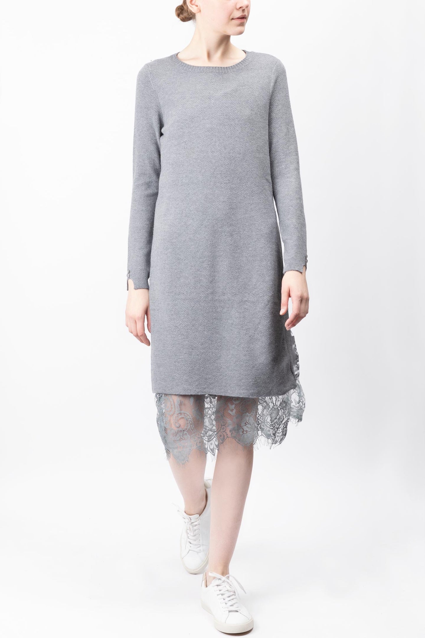 Long Sleeves Laced Sweater Dress