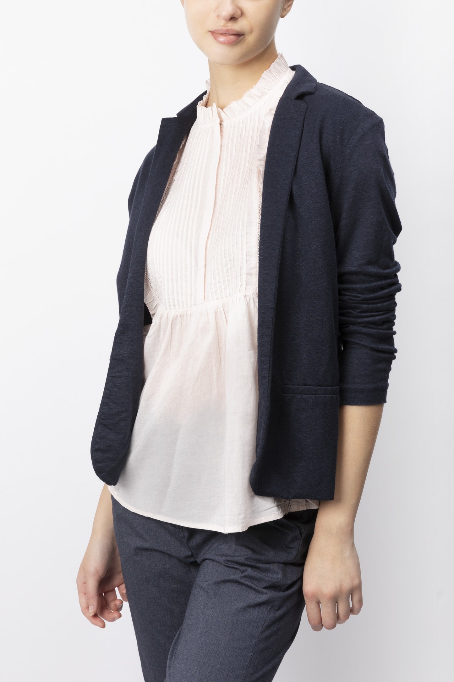 Linen Blend Knit Blazer