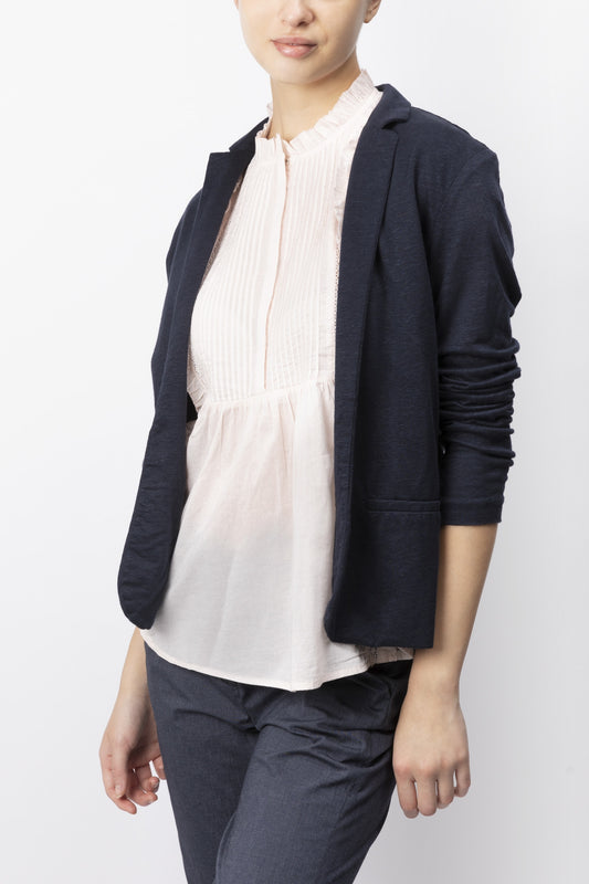 Linen Blend Knit Blazer