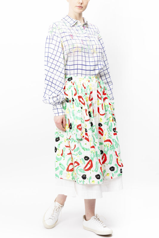 Abstract Printed Cotton Skirt - RUE MADAME | BOUTIQUE PARISIENNE
