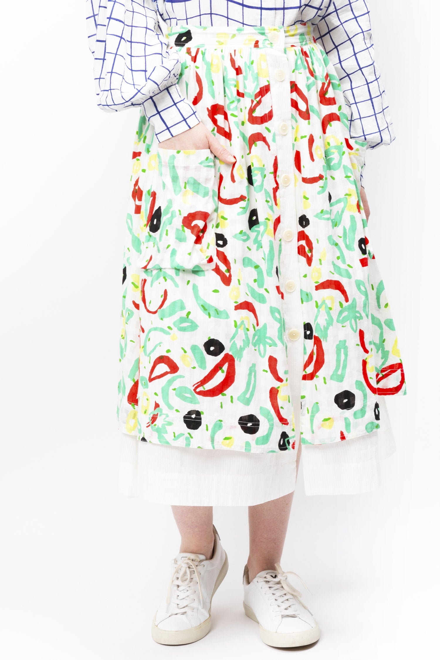 Abstract Printed Cotton Skirt - RUE MADAME | BOUTIQUE PARISIENNE