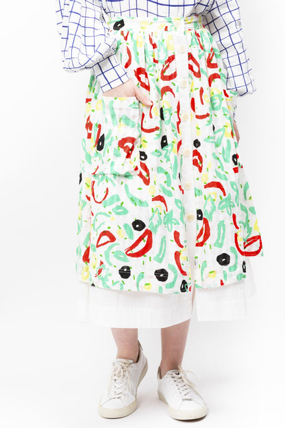 Abstract Printed Cotton Skirt - RUE MADAME | BOUTIQUE PARISIENNE