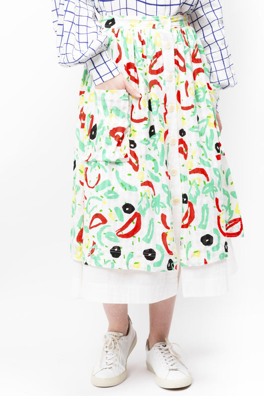 Abstract Printed Cotton Skirt - RUE MADAME | BOUTIQUE PARISIENNE