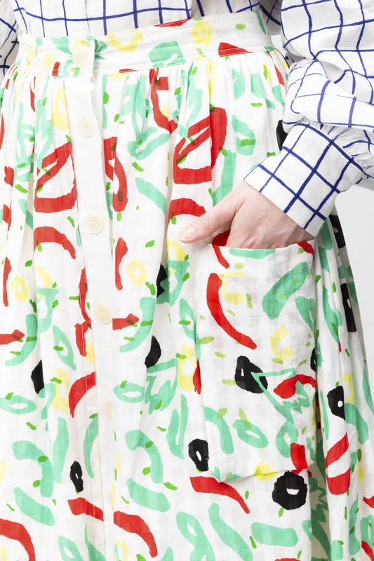 Abstract Printed Cotton Skirt - RUE MADAME | BOUTIQUE PARISIENNE