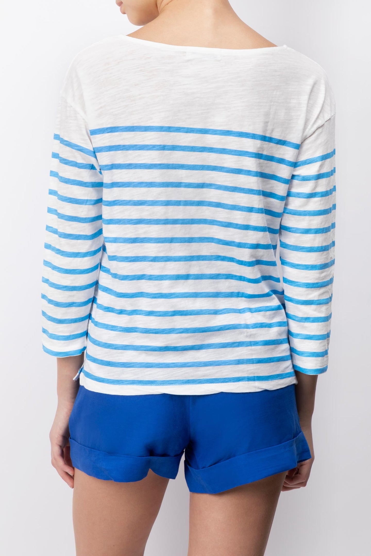 Striped T-shirt With Floral Embroidery