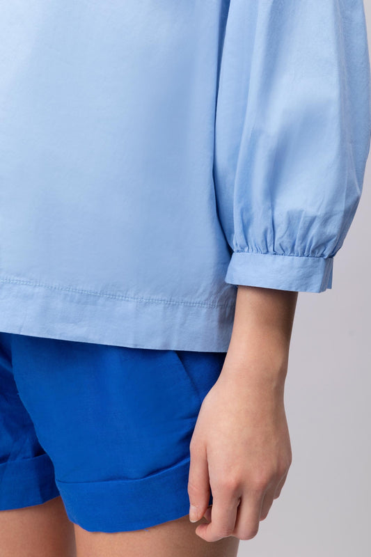 V-neck Cotton Blend Blouse