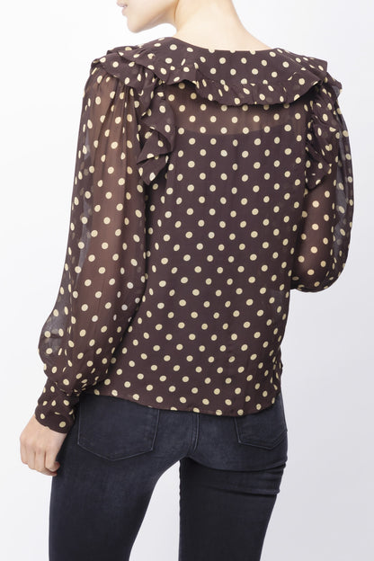 Polka Dot Printed Ruffle Blouse