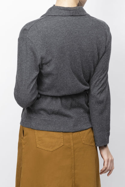 Tie-waist Knitted Jacket In Cotton And Cashmere Blend