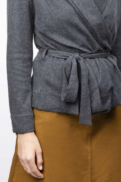 Tie-waist Knitted Jacket In Cotton And Cashmere Blend