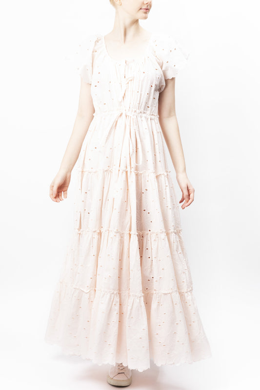 Tie-neck Tiered Cotton Dress