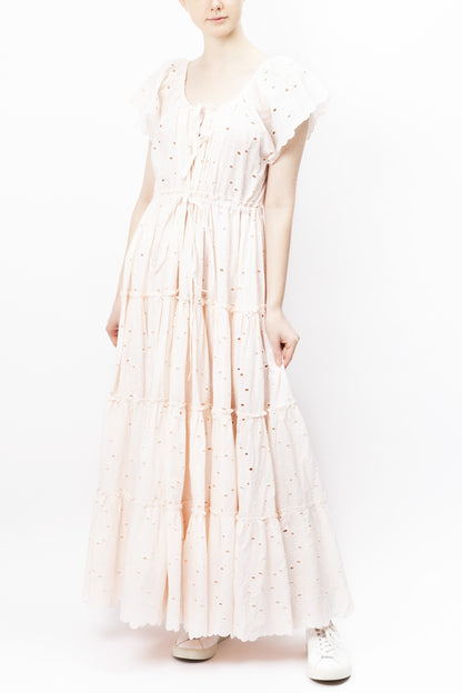 Tie-neck Tiered Cotton Dress