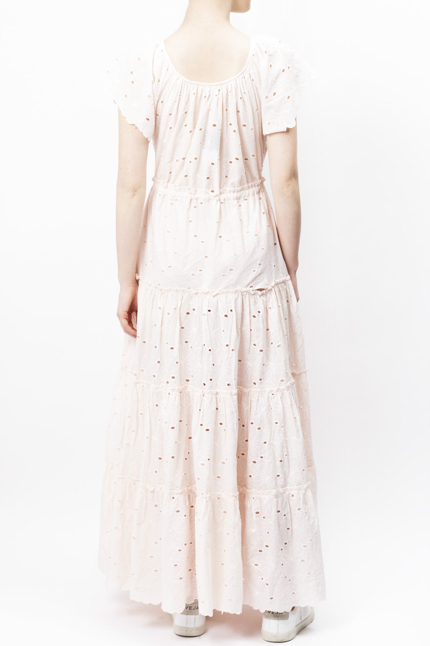 Tie-neck Tiered Cotton Dress