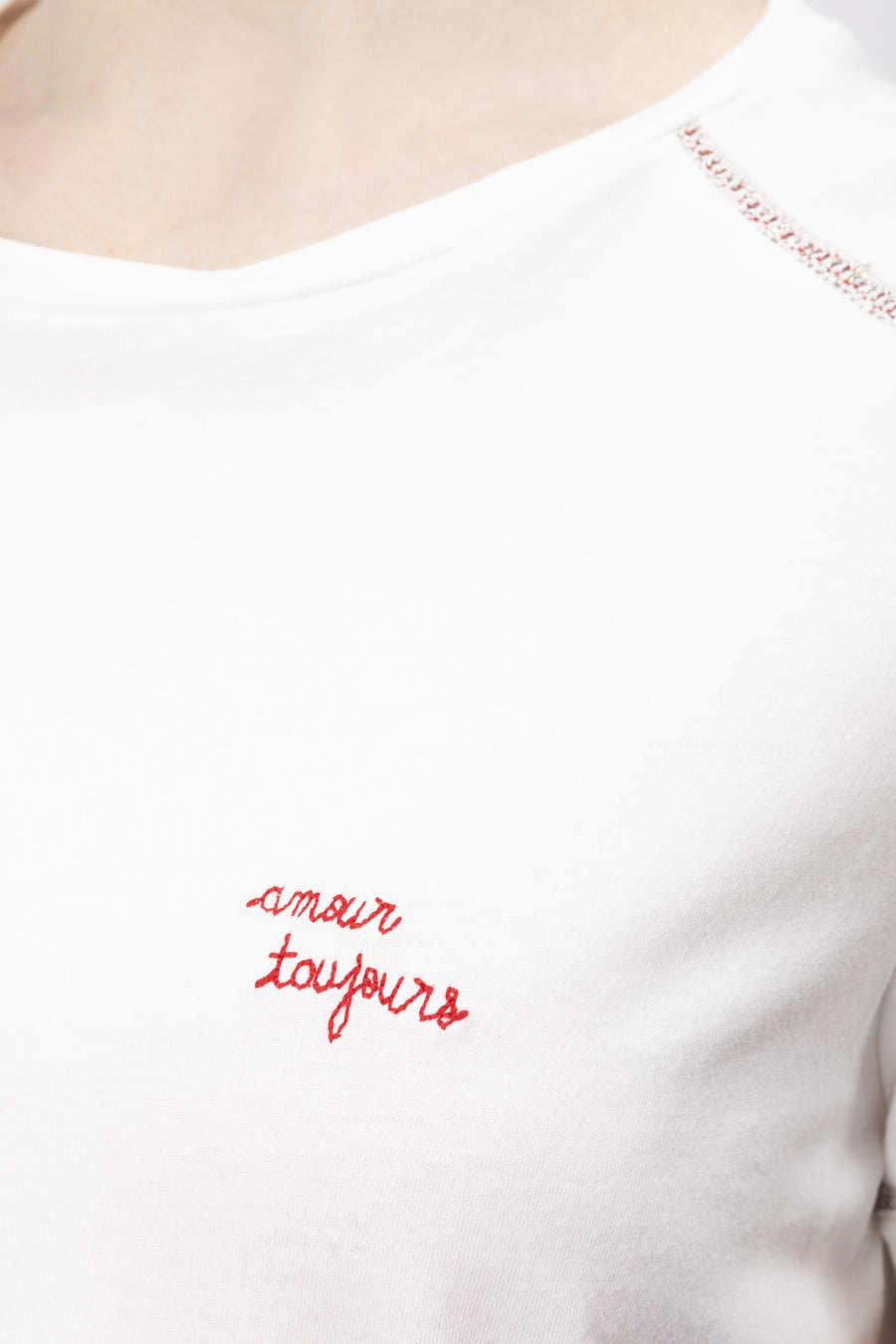Slogan Embroidered T-shirt