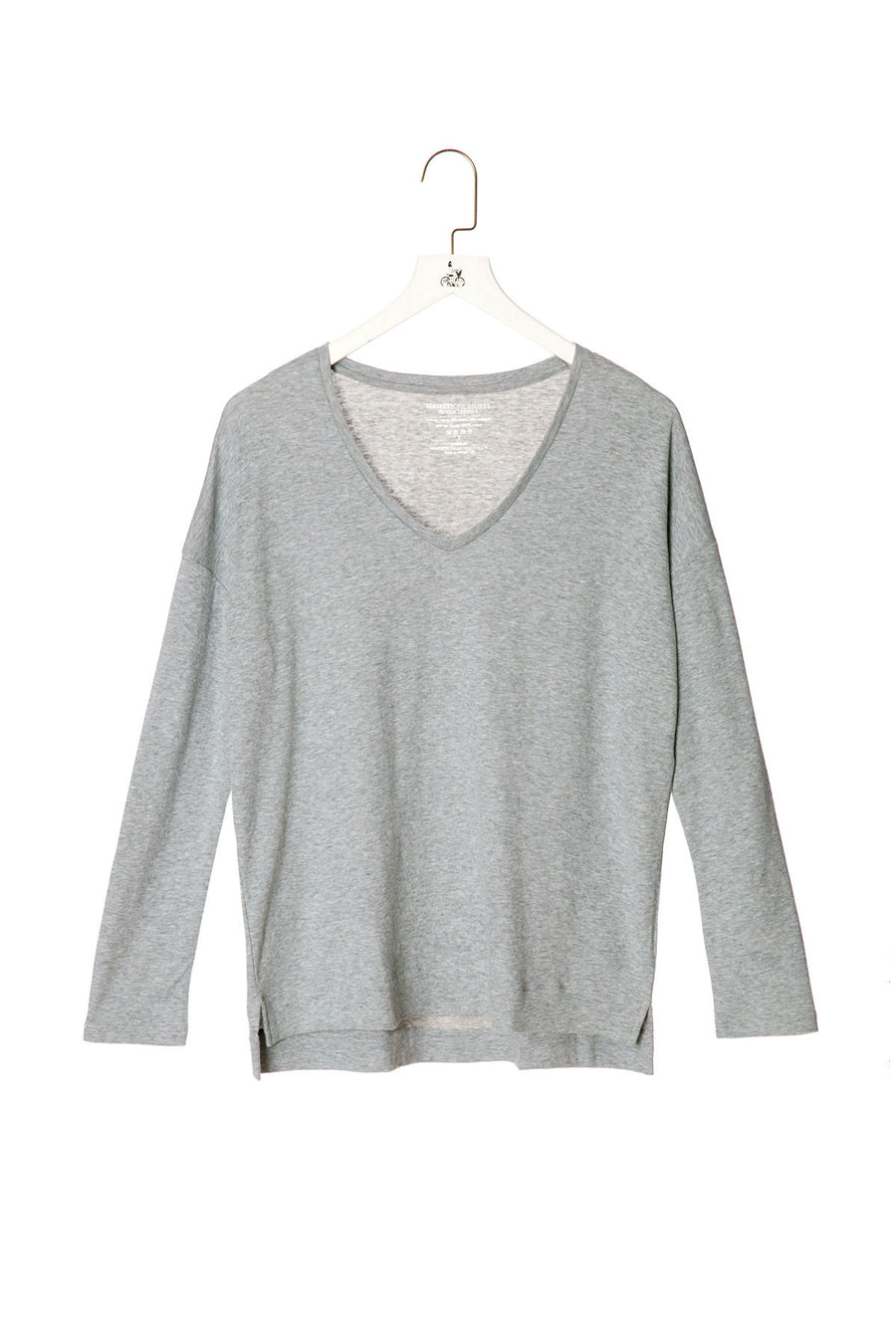 Deep Neck T-shirt with Long Sleeves