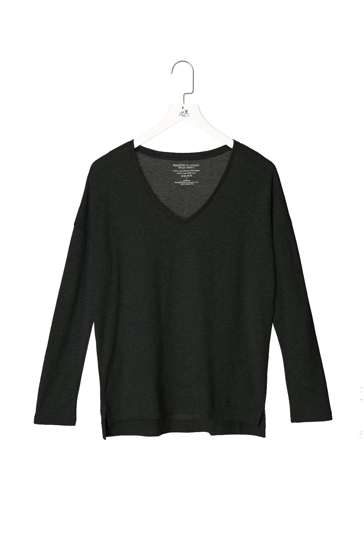 Deep Neck T-shirt with Long Sleeves