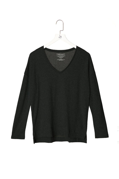Deep Neck T-shirt with Long Sleeves