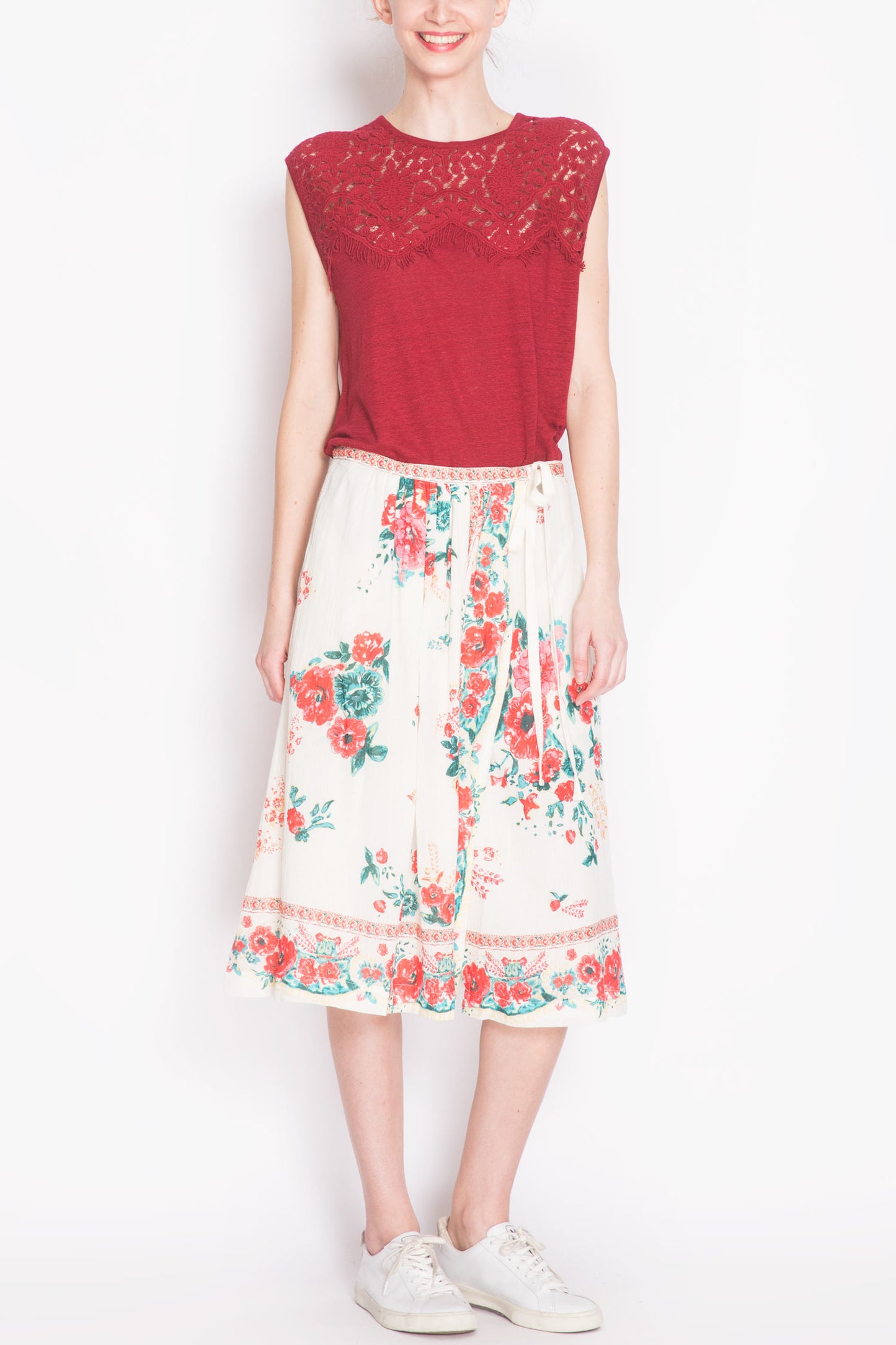 Floral Printed Wrap-Over Skirt