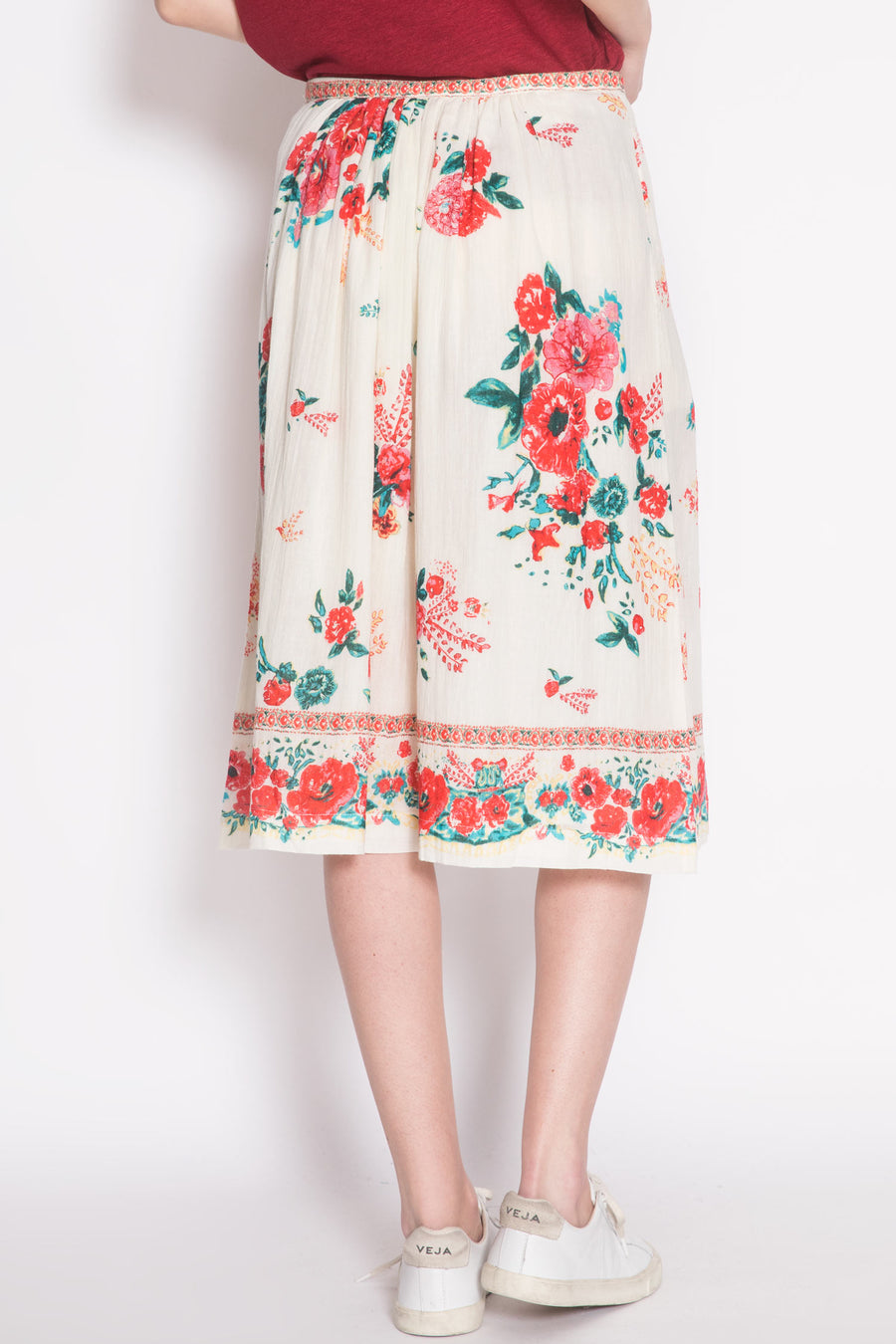 Floral Printed Wrap-Over Skirt