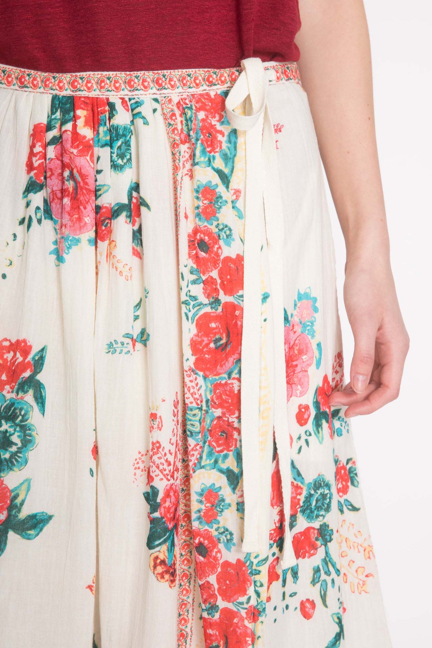Floral Printed Wrap-Over Skirt