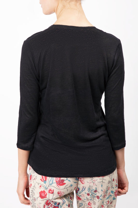 Linen Top With Contrasting Panel