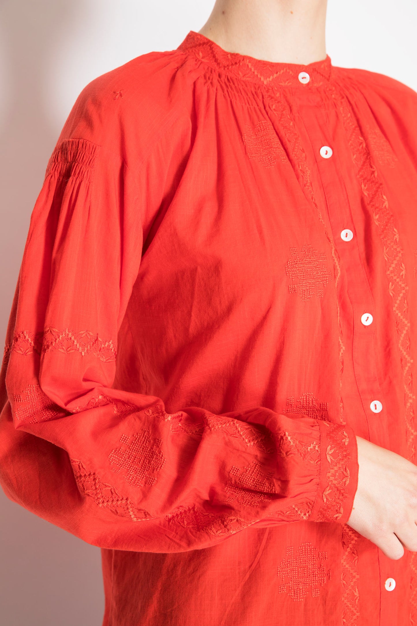 Long-sleeve Embroidered Blouse