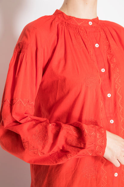 Long-sleeve Embroidered Blouse