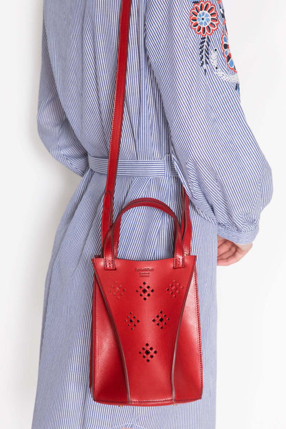 Medium Leather Cutout Bucket Bag