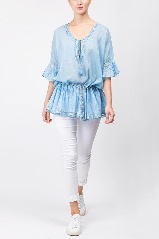 Printed Top With Lace trims