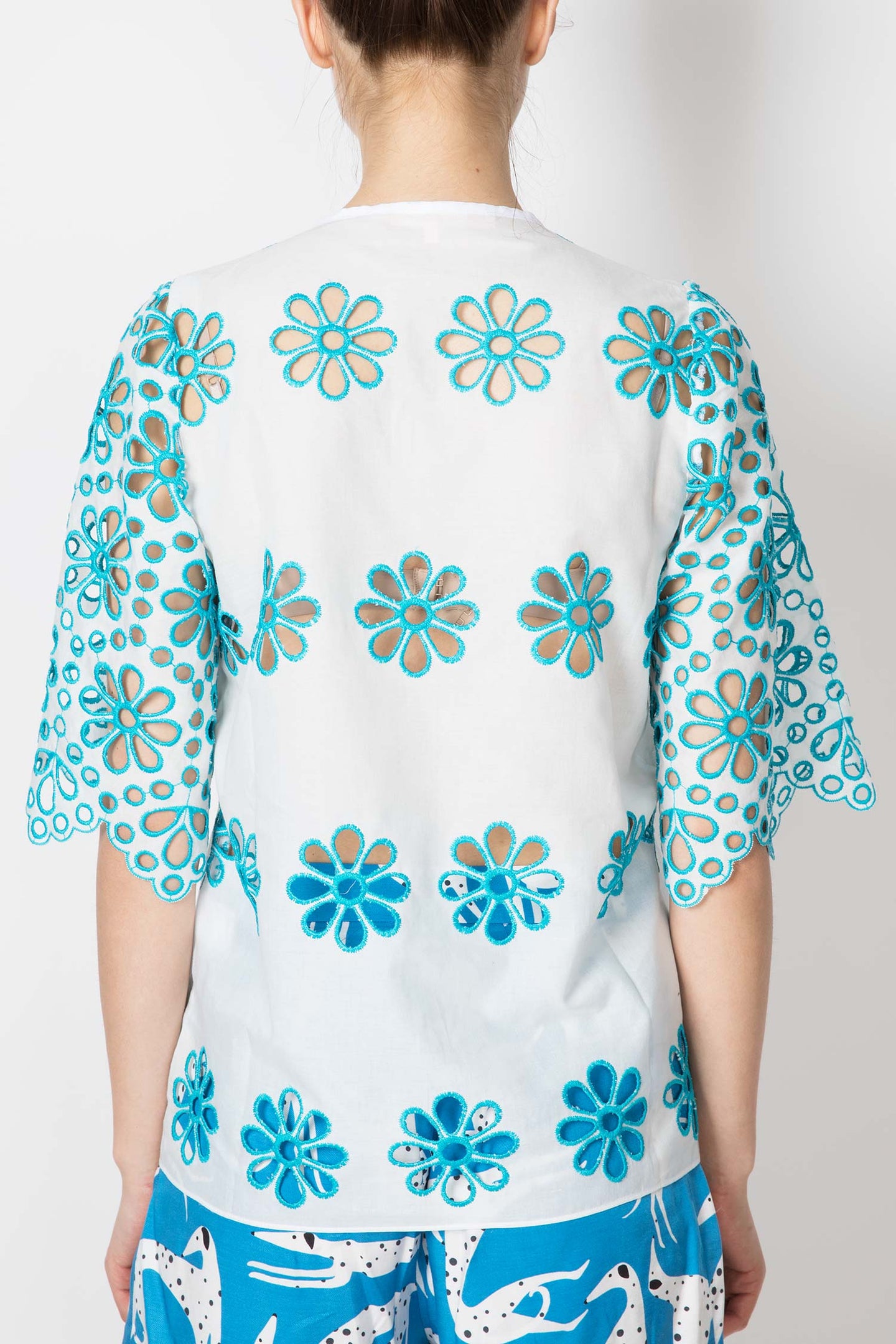 Floral Embroidered Top with Keyhole