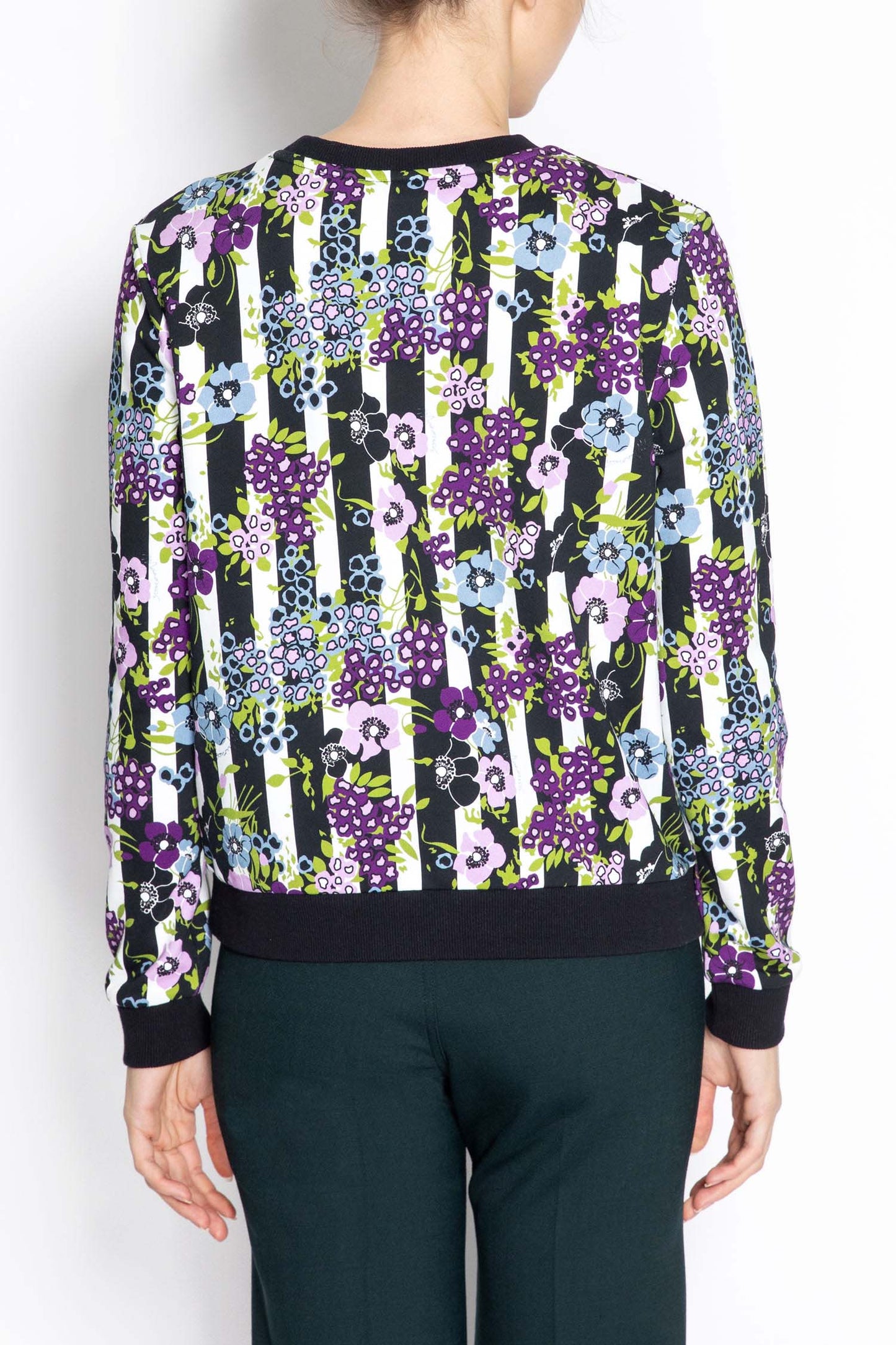 Floral Print Top With Stripes
