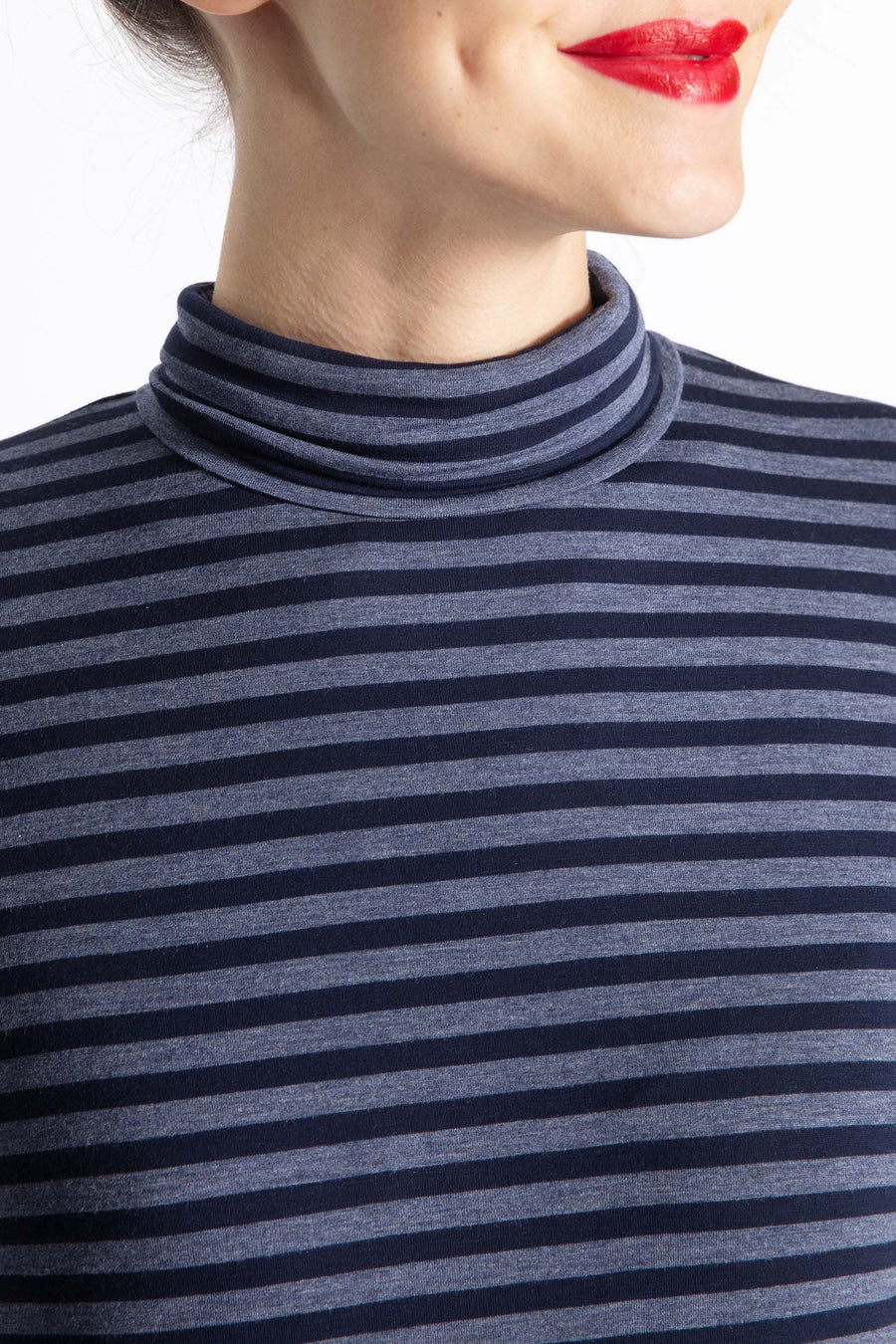 Turtleneck Striped Pullover