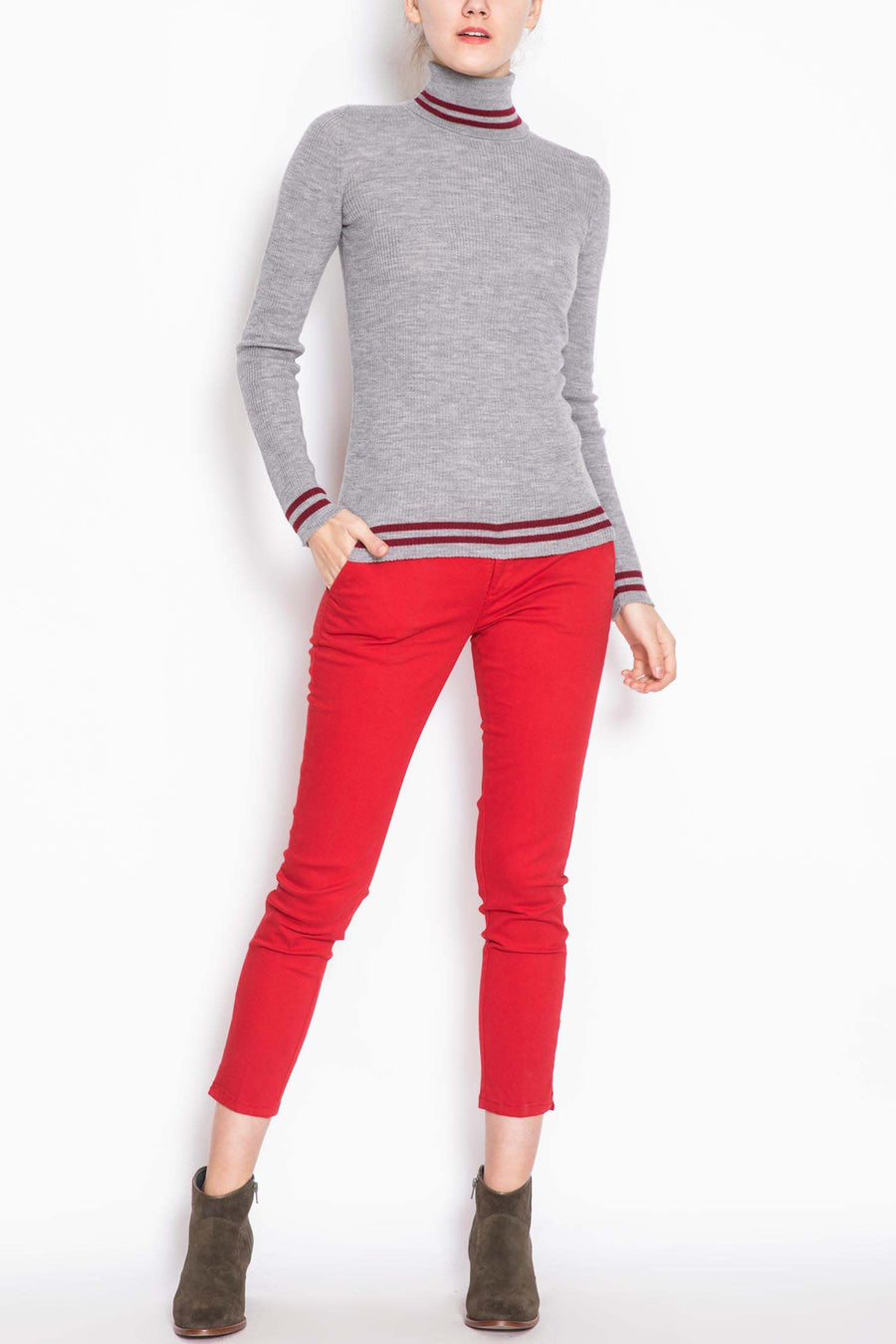 Banded Turtleneck Pullover