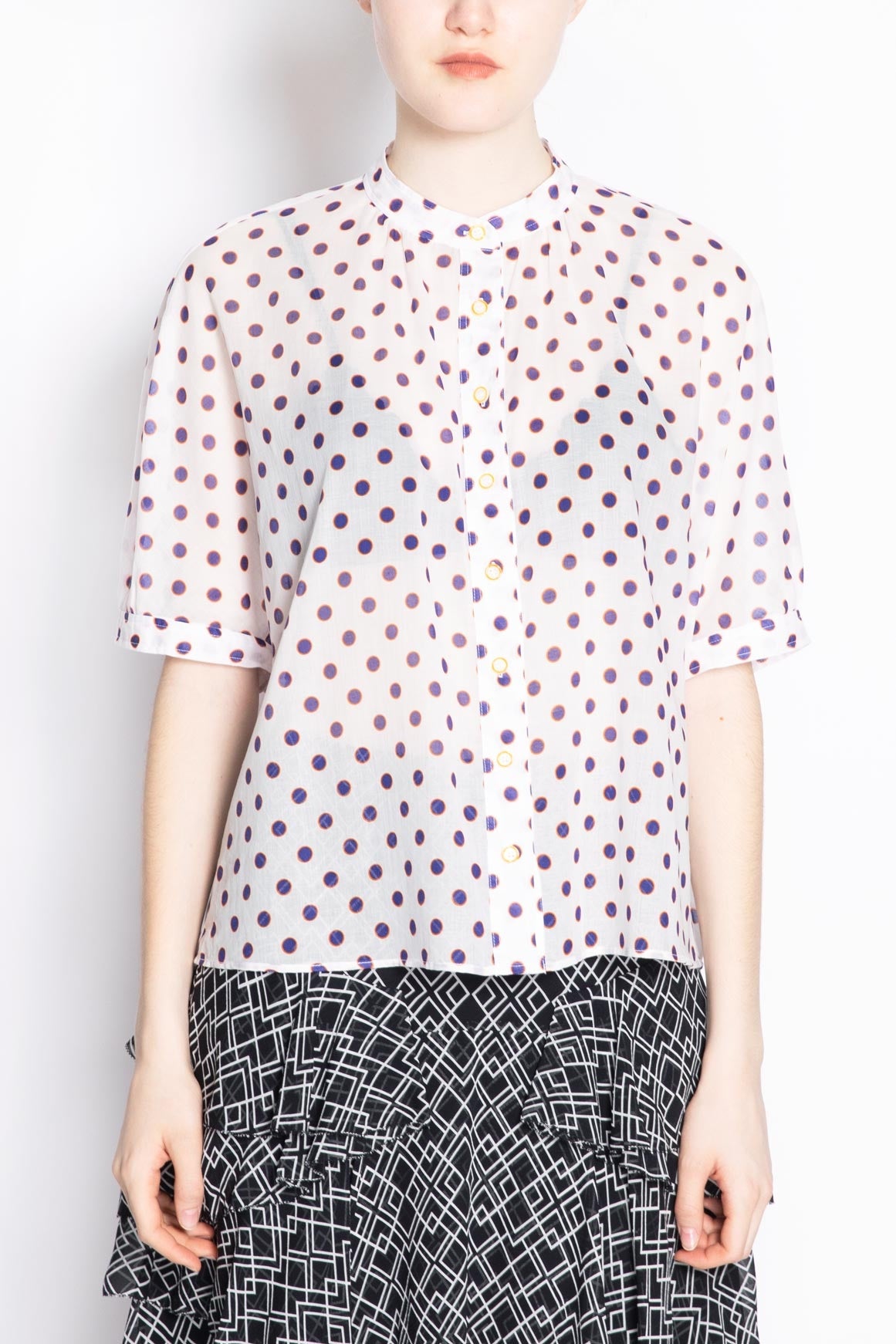 Polka Dot Printed Cotton Shirt
