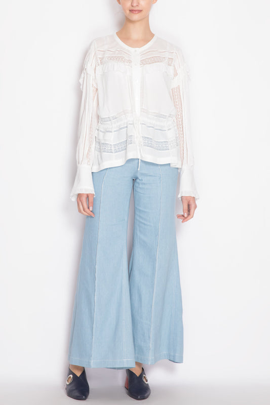 Laced Long-sleeve Blouse