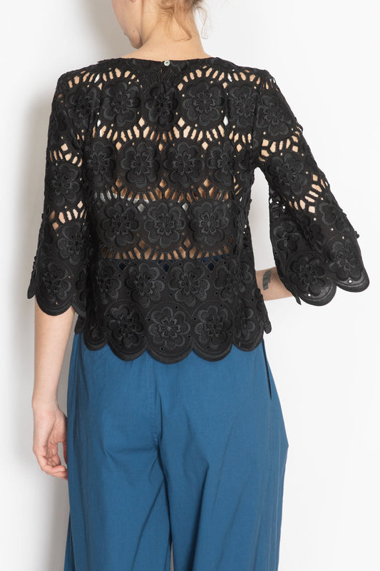 Lasercut Cropped Blouse