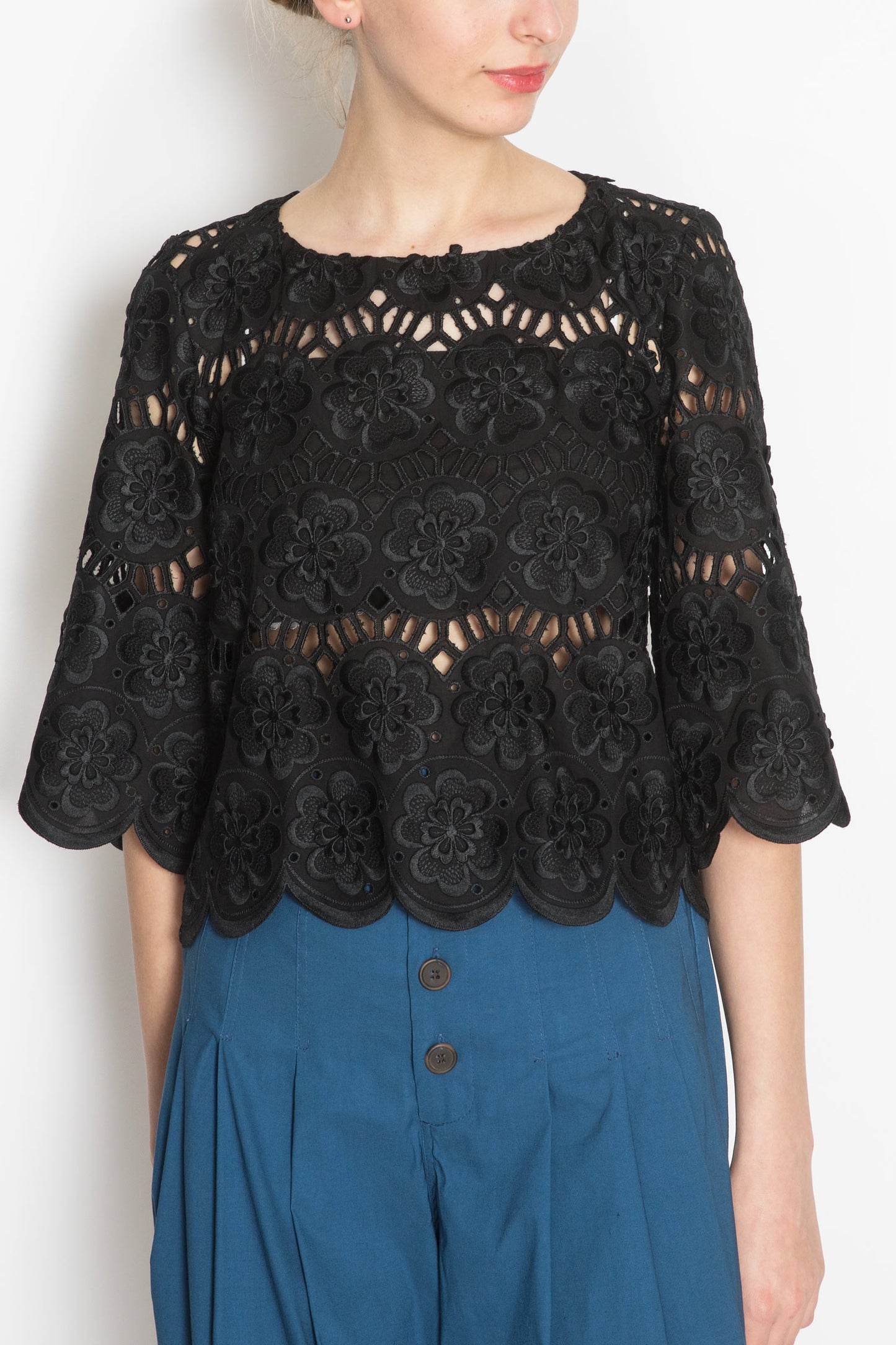 Lasercut Cropped Blouse