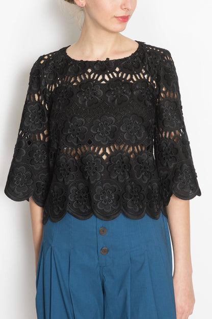 Lasercut Cropped Blouse