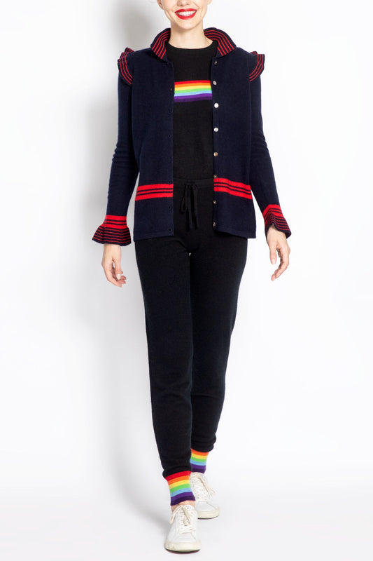 Striped Cardigan With Ruffles