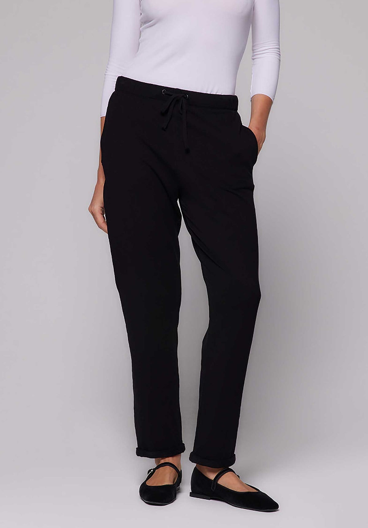 MAJESTIC | Black Jogger Pants - Elasticated Waist Noir