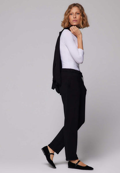 MAJESTIC | Black Jogger Pants - Elasticated Waist Noir