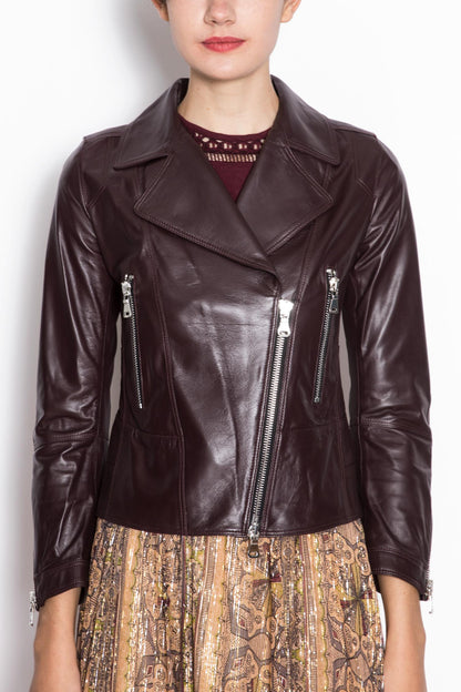 Design Double-breasted Lamb Leather Jacket